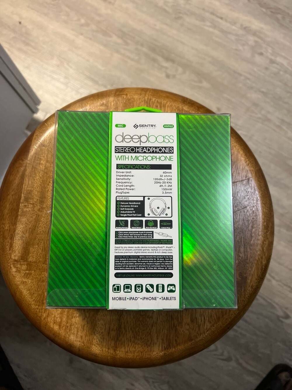 Sentry HM962 Deep Bass Stereo Headphones with Microphone - Green/Black